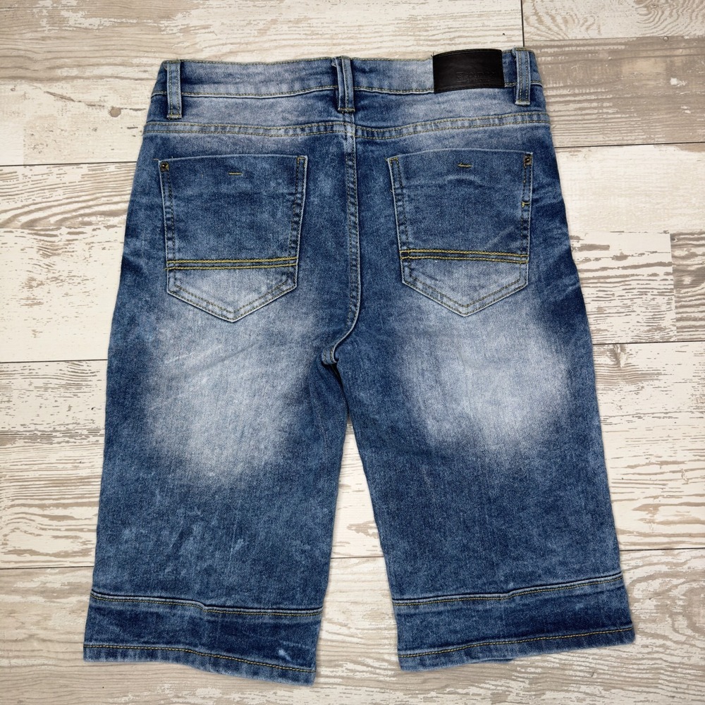 Southpole Shorts Boys 16 Blue Denim Distressed Casual Flat‎ Front Regular Fit - Picture 10 of 12